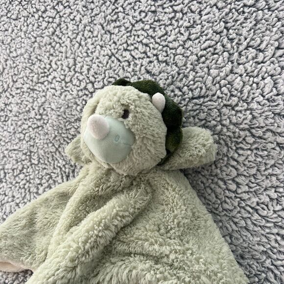 Linzy Dinosaur Baby Lovey Plush Rattle Green Mint Security Blanket Rhino 14" - Picture 4 of 10